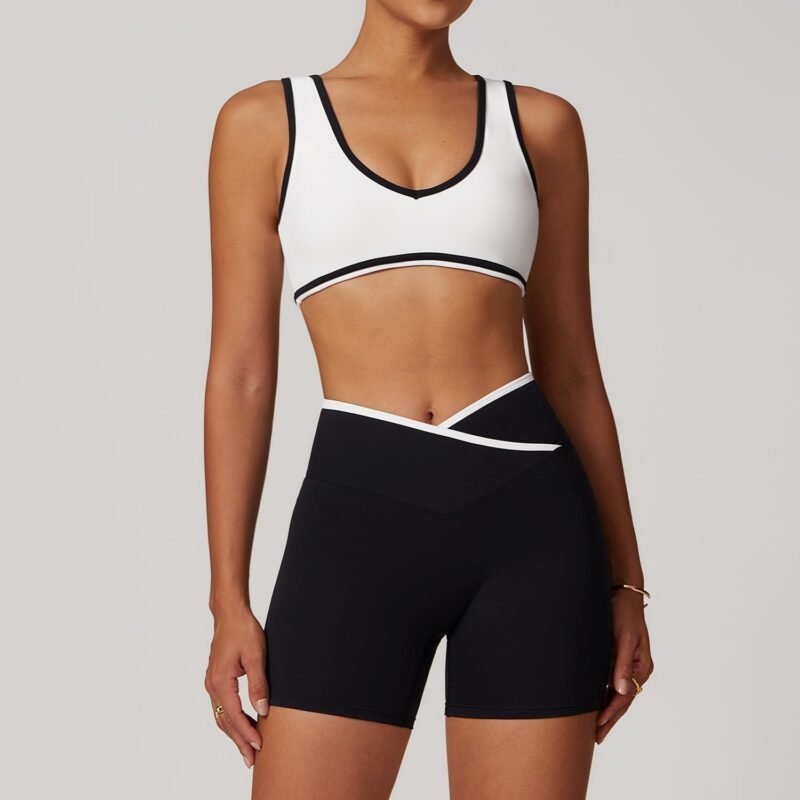 Women's Color - Blocking Wide - Strap Sports Bra: Shock - Proof, One - Piece Yoga Top for Outdoor Fitness 8843