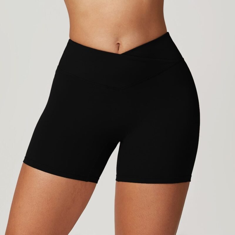 Slim - Fit Yoga Shorts for Women - Cross - Waist, Ideal for Outdoor Running and Fitness （8799）