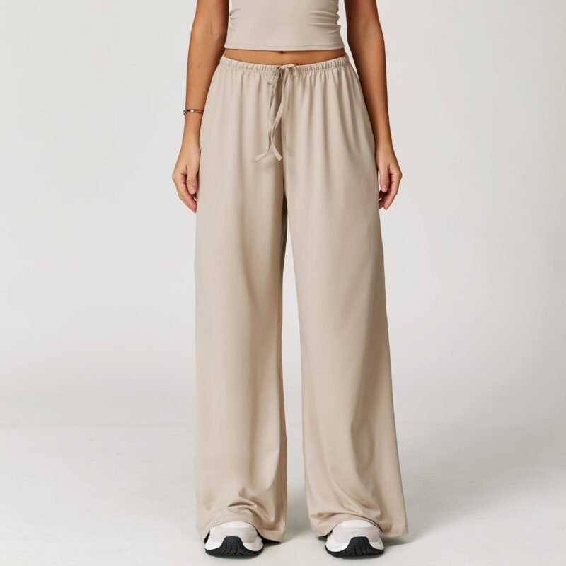 Women's Cross - Border Brushed Long Pants: Draped Wide - Leg, Loose & Casual, Sports Fitness Elastic Waist with Drawstring 3058
