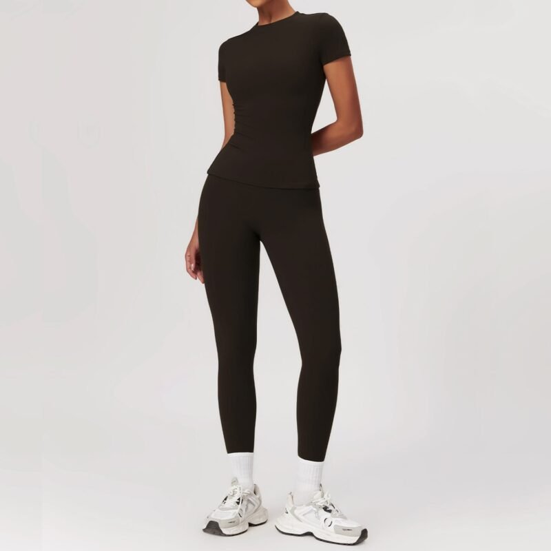 EcoSkin Tight Quick-Dry Yoga Set - Women's Long-Sleeve Top & Pants for High-Performance Workouts 8455