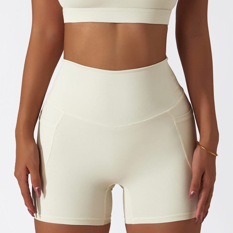 Quick - Dry Naked - Feel High - Waisted Slim - Fit Yoga Shorts with Pockets for Women（6425）