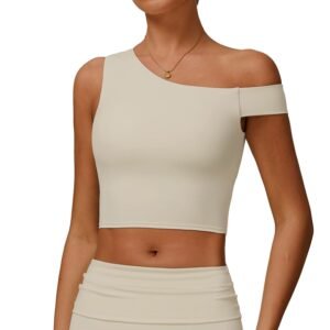 Women's Sustainable Racerback Tank - Eco-Friendly Quick-Dry Fitness Top with Asymmetric Design  9207