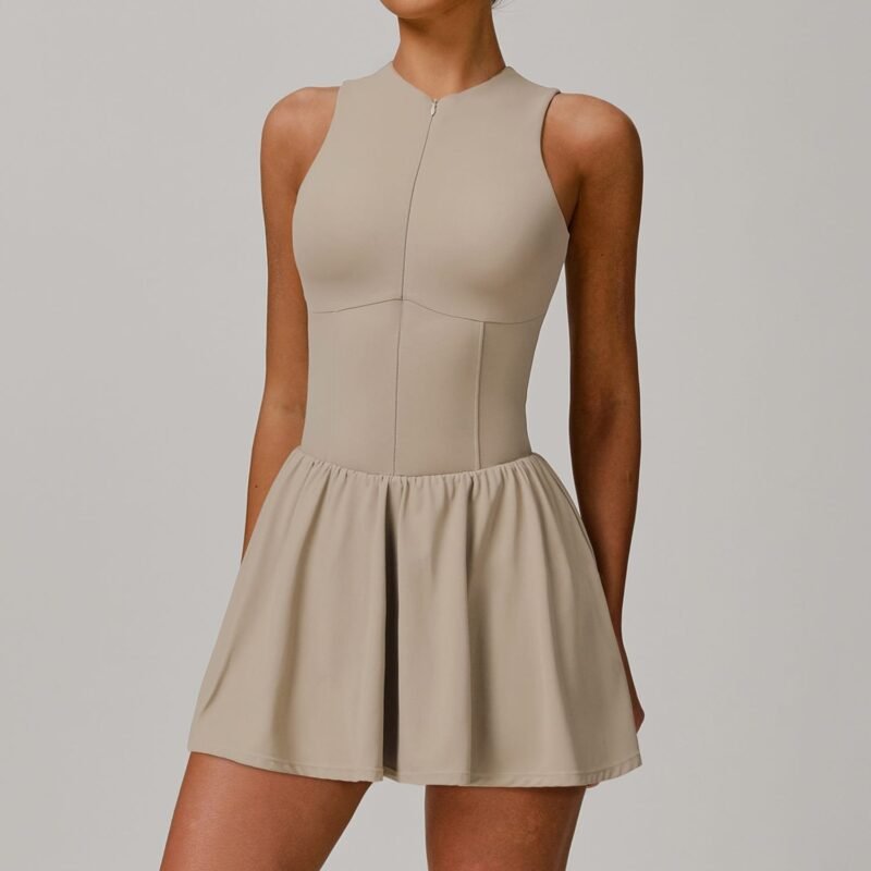 Women's Cloud - Feel Fake Two - Piece Stand - Collar Dress: Outdoor Running, Anti - Exposure, Lined A - Line Skirt Tennis Dress 9094