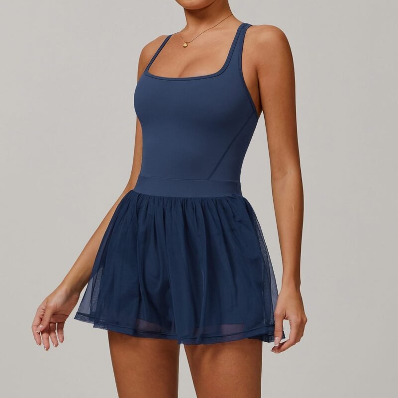 Women's Fake Two - Piece Eco - Friendly Recycled Dress: Mesh Breathable, Quick - Dry, Running & Anti - Exposure Tennis Dress 9091