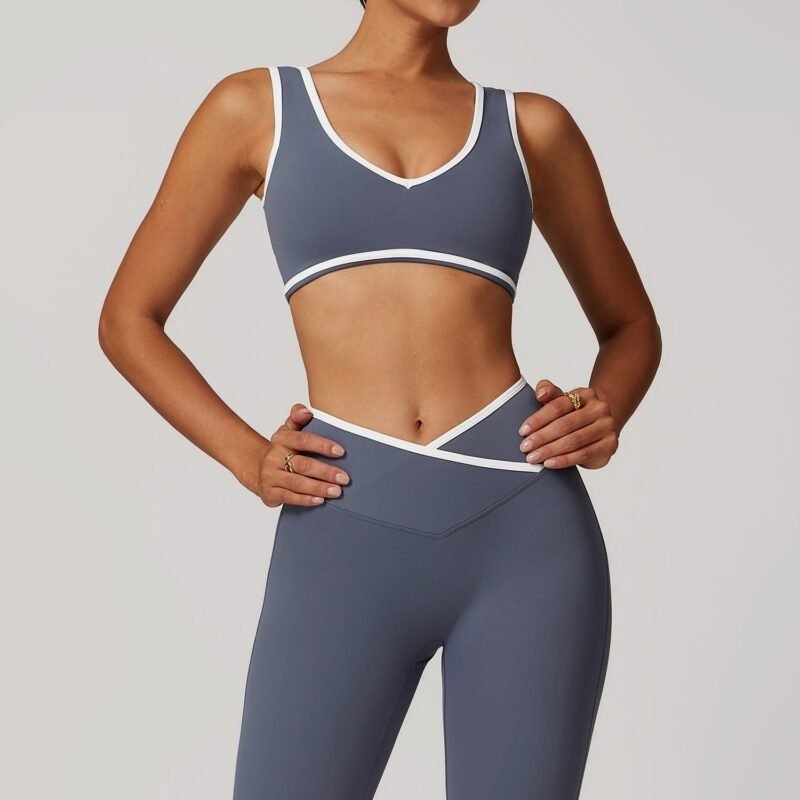 Women's Color - Blocking Wide - Strap Sports Bra: Shock - Proof, One - Piece Yoga Top for Outdoor Fitness 8843