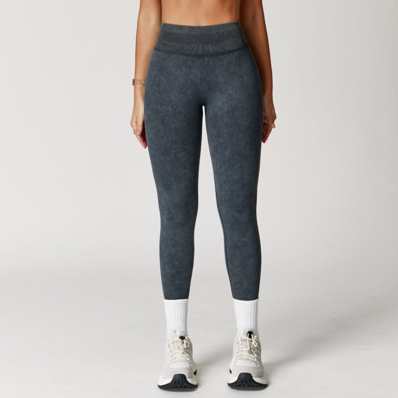 Women's Seamless Stone - Washed Yoga Pants: High - Waisted, Hip - Lifting, Tight - Fit Long Trousers for Running & Fitness 5064