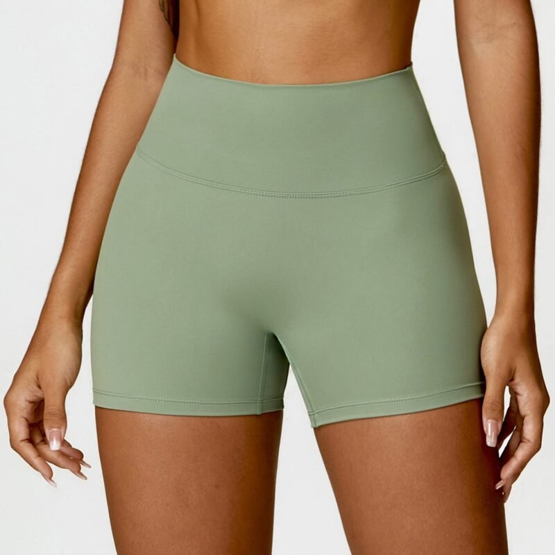 Brushed High - Waisted Yoga Shorts - Tummy - Control, Peach - Butt - Lifting, Slim - Fit for Running and Fitness（8518）