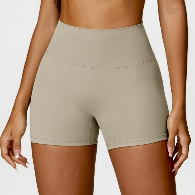 Brushed High - Waisted Yoga Shorts - Tummy - Control, Peach - Butt - Lifting, Slim - Fit for Running and Fitness（8518）