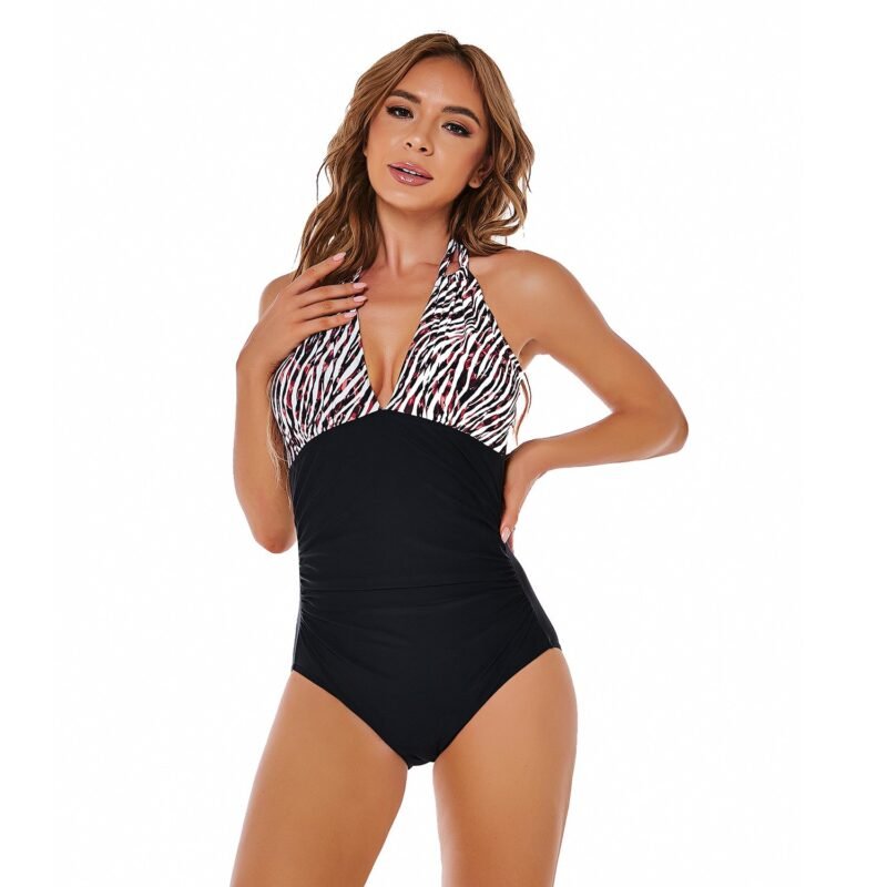 border European and American Women's One - Piece Swimsuit - Slimming, Conservative Halter Neck Swimwear（ DS40）