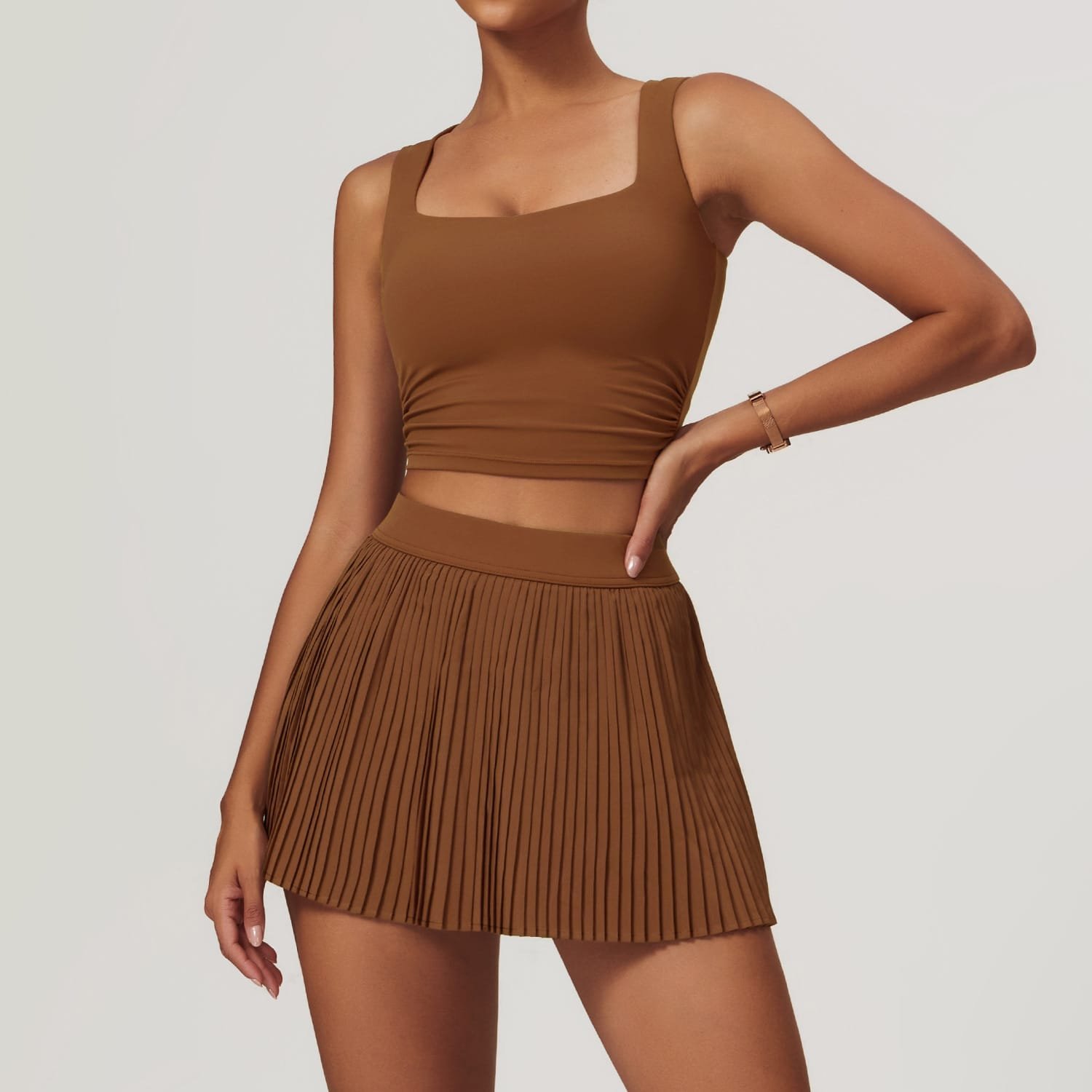 Seamless Workout Tank - Quick-Dry Round Neck Sports Bra for Gym & Casual Wear (8782) - 图片 5