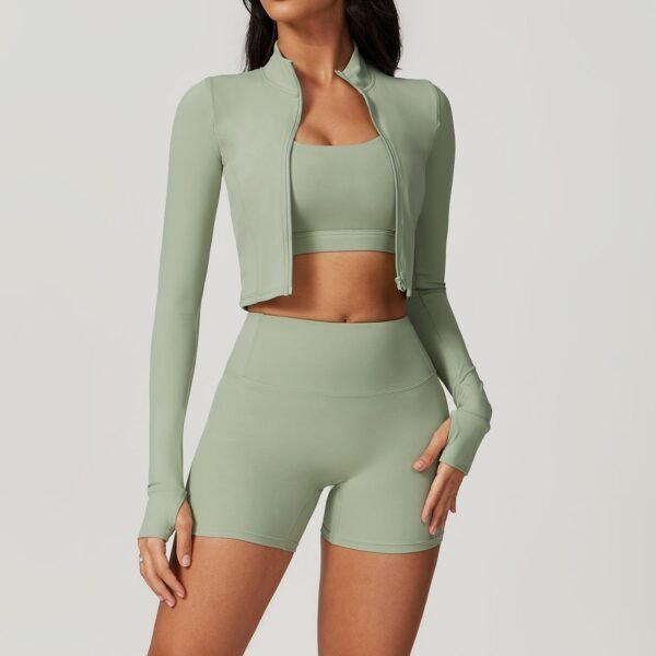 Cloud-Feel Outdoor Tight Yoga Set - 3-Piece Moisture-Wicking Fitness Wear for Women (TZ8047) - 图片 2