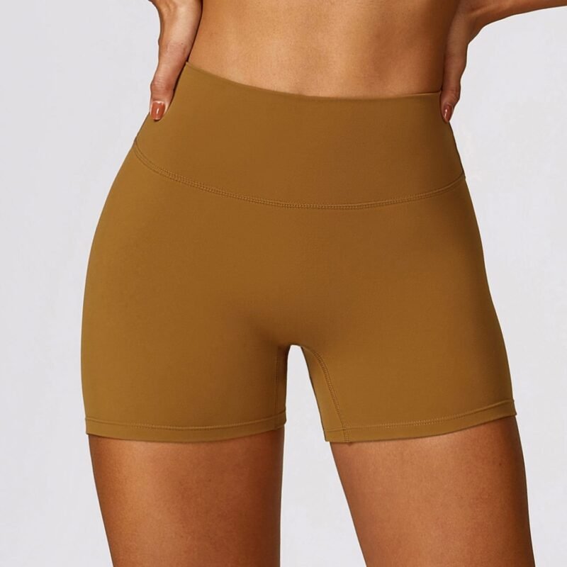 Brushed High - Waisted Yoga Shorts - Tummy - Control, Peach - Butt - Lifting, Slim - Fit for Running and Fitness（8518）