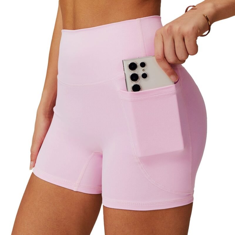 Quick - Dry Naked - Feel High - Waisted Slim - Fit Yoga Shorts with Pockets for Women（6425）