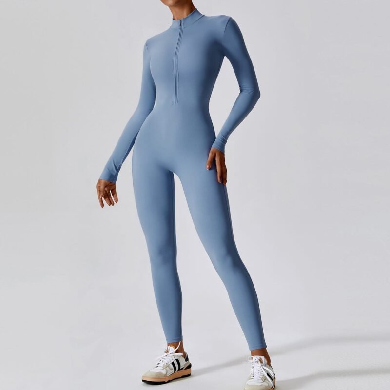Women's Nude Feel Long Sleeve Zipper Yoga Romper | High-Intensity Activewear for Fitness & Workout（8306）