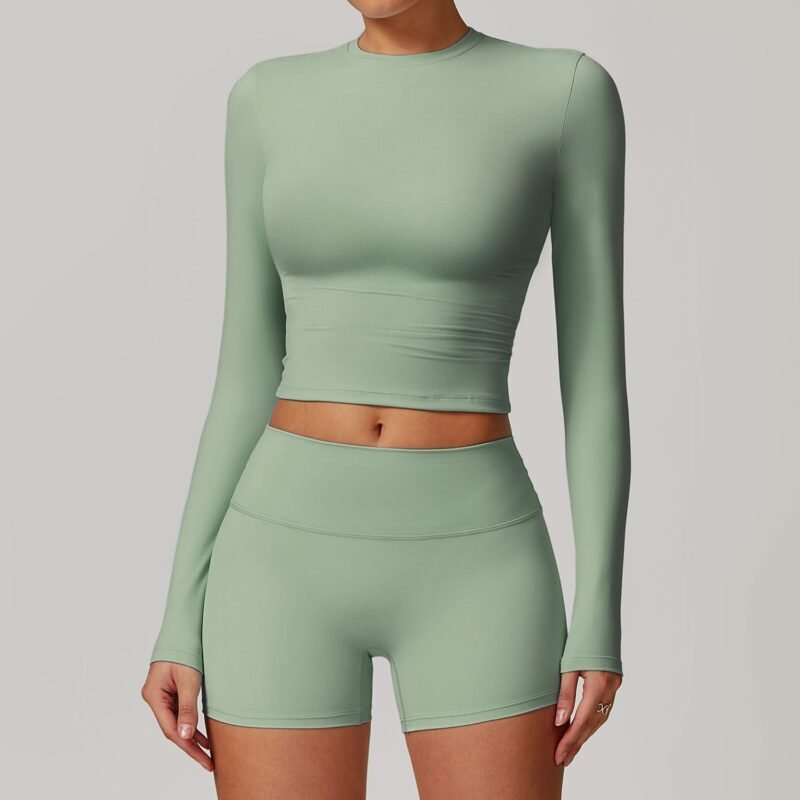 Abundant Stock! Slimming Back - showing Yoga Top Long - sleeved T - shirt for Outdoor Sports & Fitness8886