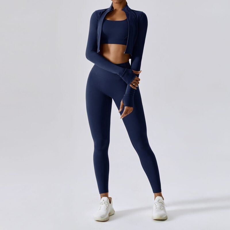 Cloud-Feel Outdoor Tight Yoga Set - 3-Piece Moisture-Wicking Fitness Wear for Women (TZ8047)