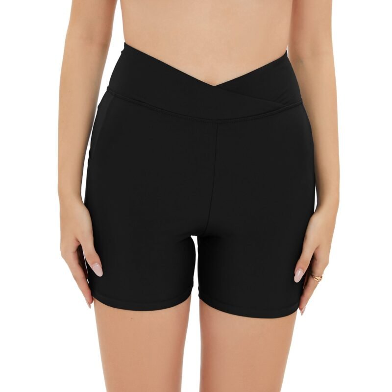 European and American High - Waisted Swim Trunks for Women - Elastic, Slim - Fit, Conservative（ DSJ22457）