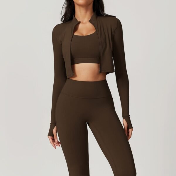 Cloud-Feel Outdoor Tight Yoga Set - 3-Piece Moisture-Wicking Fitness Wear for Women (TZ8047) - 图片 8
