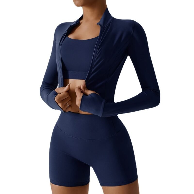 Cloud-Feel Outdoor Tight Yoga Set - 3-Piece Moisture-Wicking Fitness Wear for Women (TZ8047)