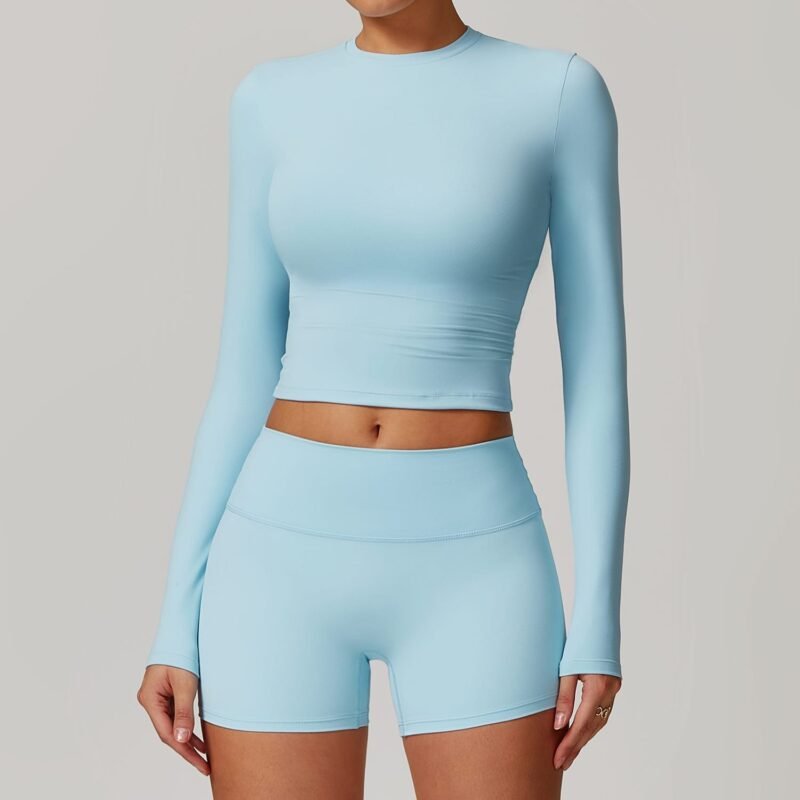Abundant Stock! Slimming Back - showing Yoga Top Long - sleeved T - shirt for Outdoor Sports & Fitness8886