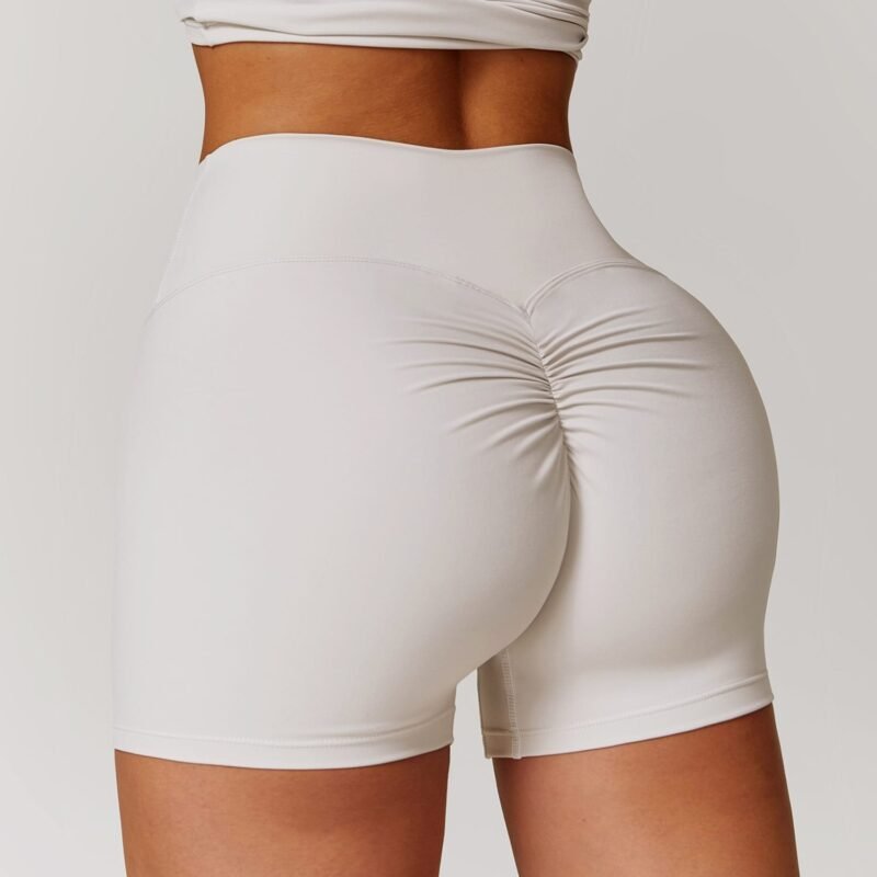 Brushed High - Waisted Yoga Shorts - Tummy - Control, Peach - Butt - Lifting, Slim - Fit for Running and Fitness（8518）