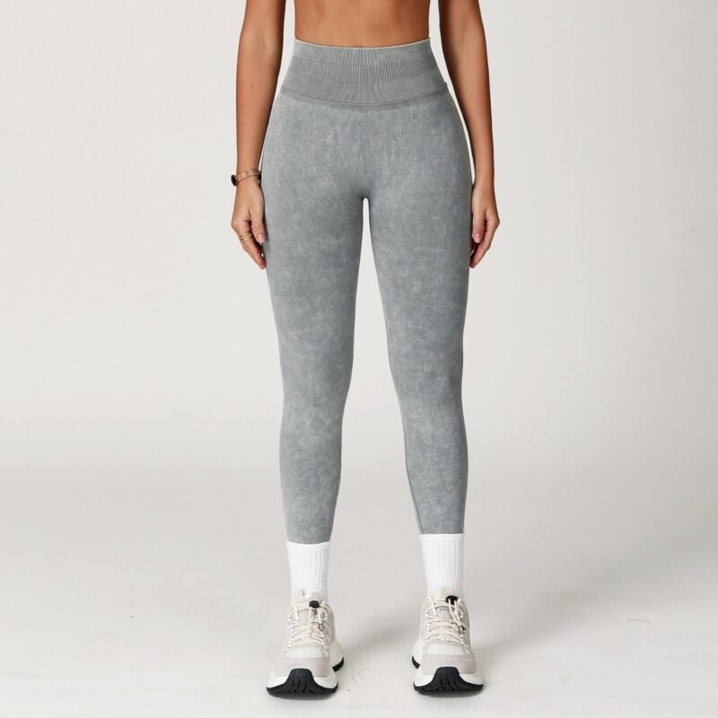 Women's Seamless Stone - Washed Yoga Pants: High - Waisted, Hip - Lifting, Tight - Fit Long Trousers for Running & Fitness 5064