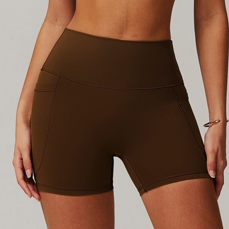 Quick - Dry Naked - Feel High - Waisted Slim - Fit Yoga Shorts with Pockets for Women（6425）