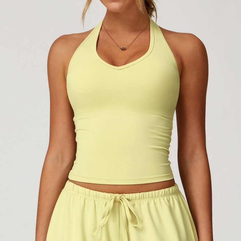 Women's Cross - Border Brushed Yoga Tank: V - Neck, Tight - Fit, Racerback Sports Bra for Running & Fitness 3058
