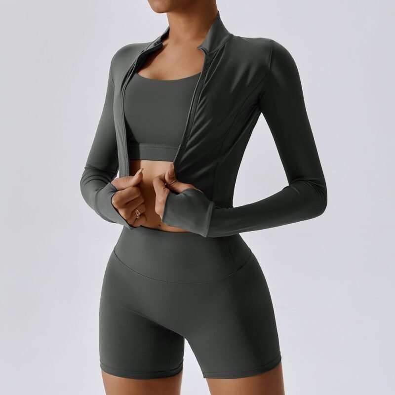 Cloud-Feel Outdoor Tight Yoga Set - 3-Piece Moisture-Wicking Fitness Wear for Women (TZ8047)