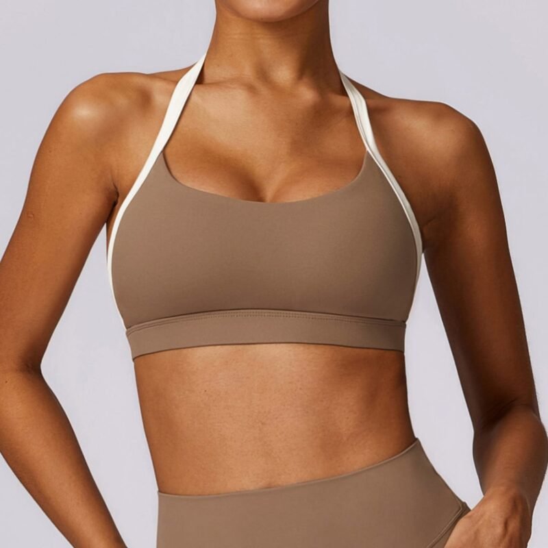Halter Shock - Proof Racerback Yoga Bra: Quick - Dry Sports  for High - Intensity Running & Fitness (8605)