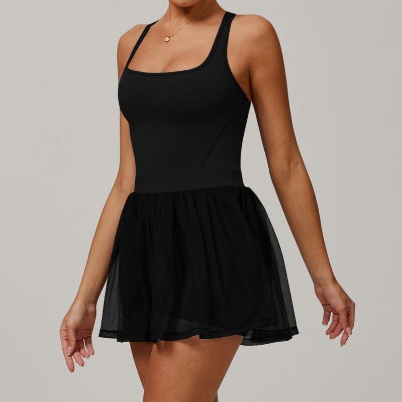 Women's Fake Two - Piece Eco - Friendly Recycled Dress: Mesh Breathable, Quick - Dry, Running & Anti - Exposure Tennis Dress 9091