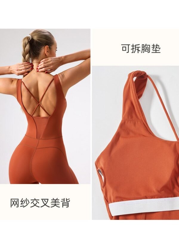 Wholesale Women's Spring & Summer One - Piece Yoga Set with Built - in Bra: High - End Fitness & Outdoor Activewear（ ENY250） - 图片 5