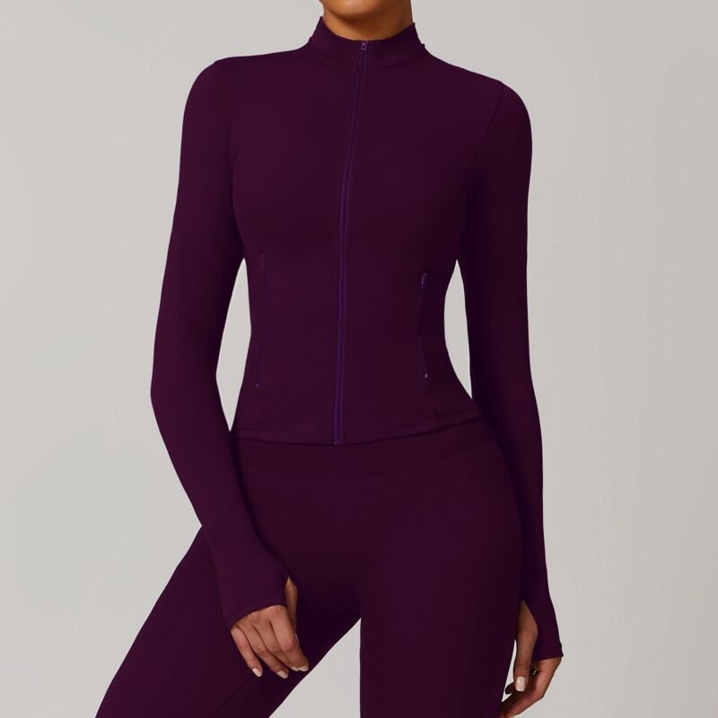 Women's Fall/Winter Zippered Long - Sleeve Quick - Dry Yoga Jacket: Outdoor Casual Top for Running & Fitness  DCX9000