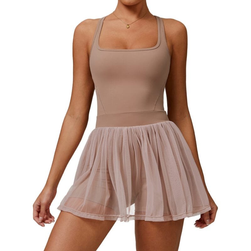 Women's Fake Two - Piece Eco - Friendly Recycled Dress: Mesh Breathable, Quick - Dry, Running & Anti - Exposure Tennis Dress 9091
