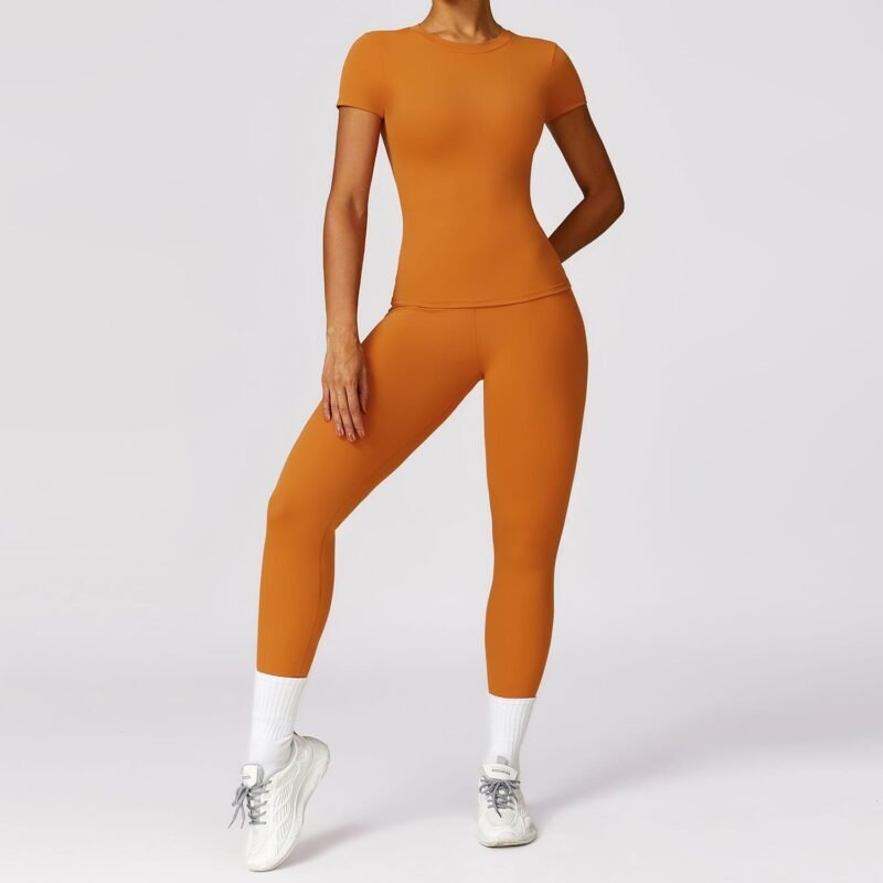 EcoSkin Tight Quick-Dry Yoga Set - Women's Long-Sleeve Top & Pants for High-Performance Workouts 8455