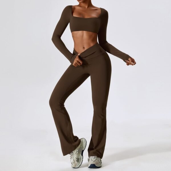 Autumn Shockproof Bare-Feel Yoga Set - Quick-Dry Tight Fitness Wear for Women (TZ8232) - 图片 3