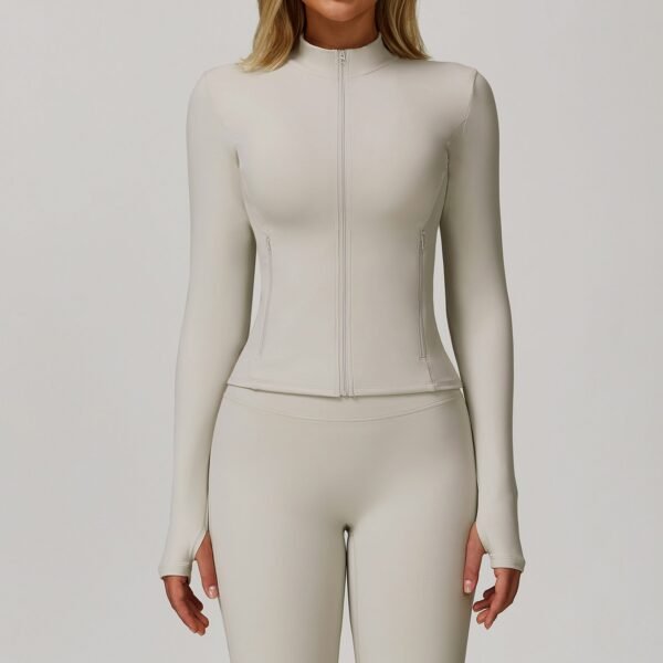 Women's Fall/Winter Zippered Long - Sleeve Quick - Dry Yoga Jacket: Outdoor Casual Top for Running & Fitness  DCX9000 - 图片 2