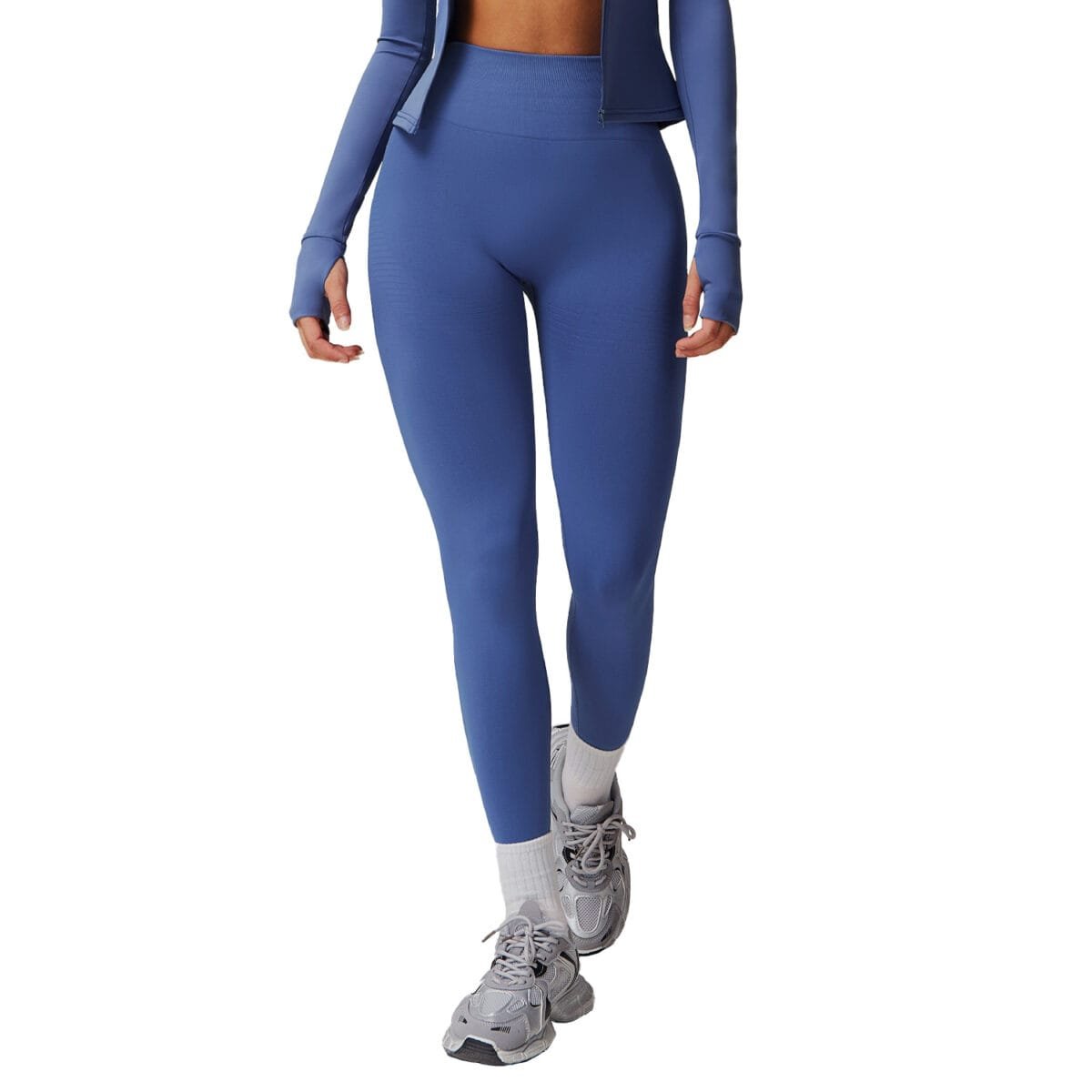 Seamless Ribbed Waist Leggings - High-Waisted Tummy Control Fitness Pants for Running & Gym（7725）