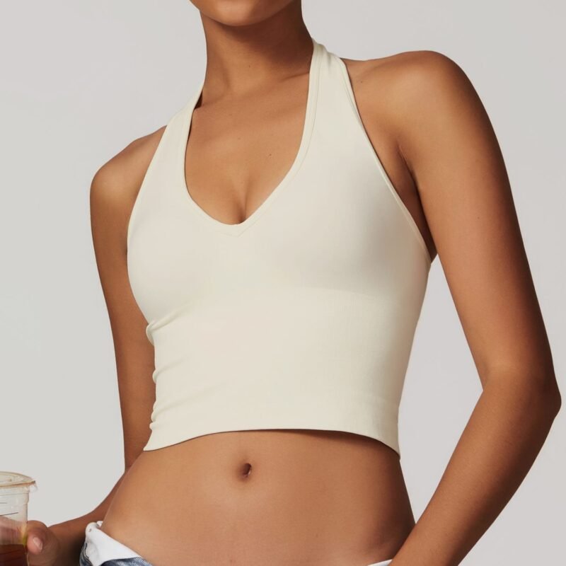 Breathable Halter Back - Exposing Yoga Bra for Women - European and American - Style Seamless Sports Bra, Ideal for Summer with Shock  （7725）