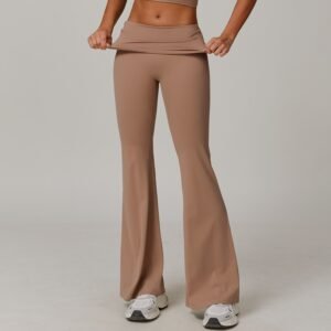 Women's Sustainable Flared Leggings - Quick-Dry Tummy Control Pants for Fitness & Lounge 8998
