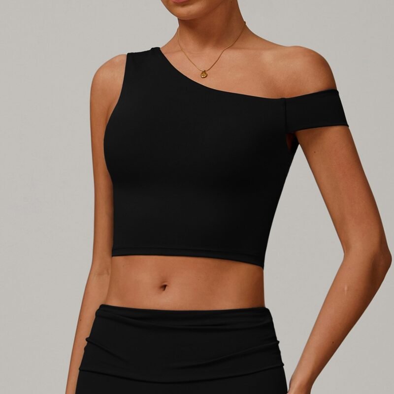 Women's Cross - Border Eco - Friendly Recycled Yoga Tank: Asymmetric One - Shoulder Running & Fitness Top 9207