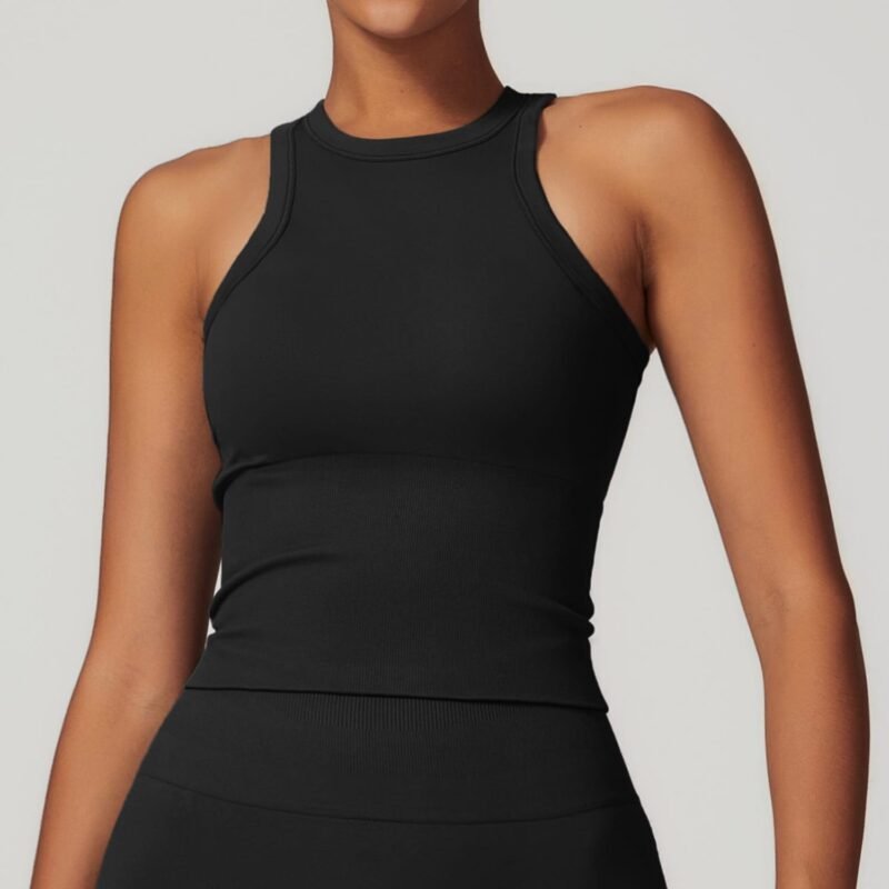 Seamless Slim - Fit Yoga Tank with I - shaped Back - All - in - One Tummy - Concealing Sports Top for Women（7725）