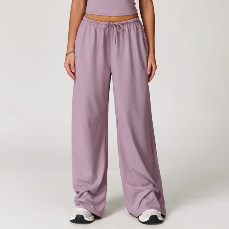 Women's Cross - Border Brushed Long Pants: Draped Wide - Leg, Loose & Casual, Sports Fitness Elastic Waist with Drawstring 3058