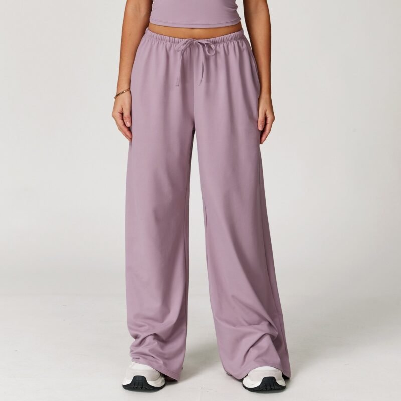 Women's Cross - Border Brushed Long Pants: Draped Wide - Leg, Loose & Casual, Sports Fitness Elastic Waist with Drawstring 3058