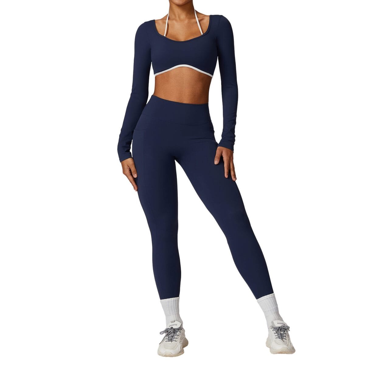 Cloud-Feel Tight Yoga Set - Women's Long-Sleeve Top & Pants for Spring Fitness 8605