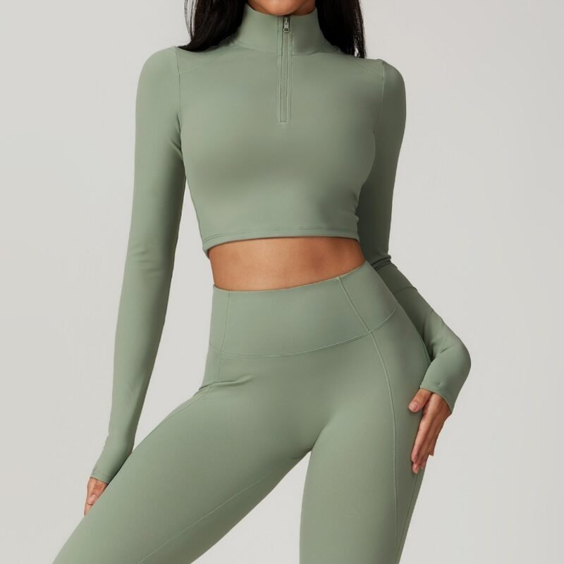 Women's Zippered Tight - Fit Long - Sleeve Yoga Top: High - Intensity Quick - Dry Running & Gym Shirt for Fall/Winter 8796