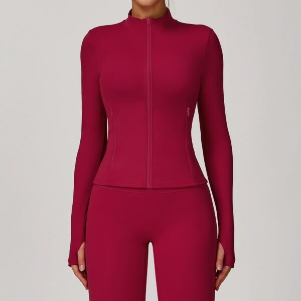 Women's Fall/Winter Zippered Long - Sleeve Quick - Dry Yoga Jacket: Outdoor Casual Top for Running & Fitness  DCX9000 - 图片 4
