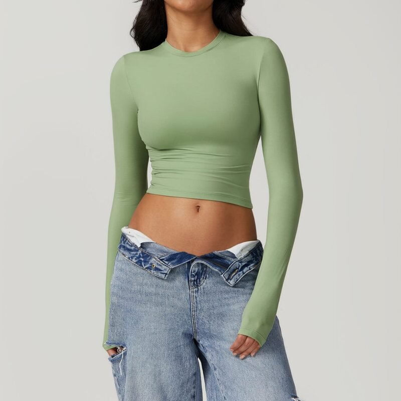 Slim - Fit Quick - Dry Long - Sleeve Yoga T - Shirt for Women - Perfect for Pilates, Running, and Fitness（8743）