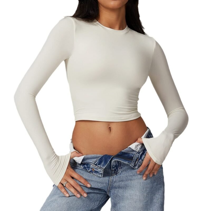 Slim - Fit Quick - Dry Long - Sleeve Yoga T - Shirt for Women - Perfect for Pilates, Running, and Fitness（8743）