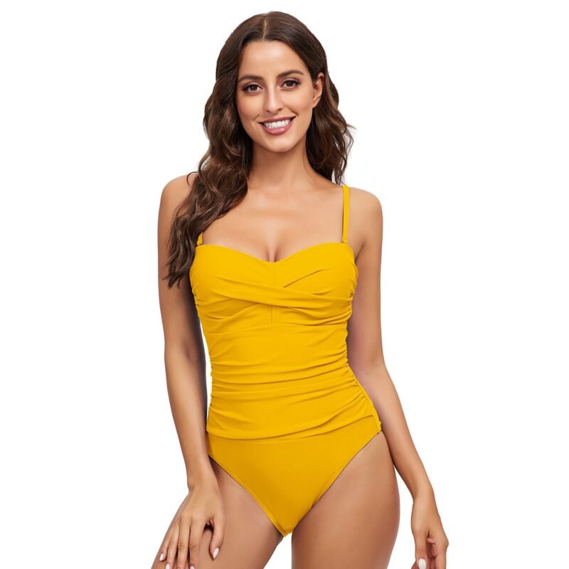 Women's Solid - Color Backless Triangle Halter One - Piece Swimsuit - Twisted Front, European & American Sexy Swimwear（ DSJ0019）